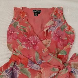 Ralph Lauren Coral Pink Floral Wrap Dress 4